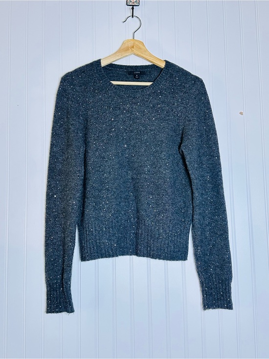 J. Crew Sweaters - J. Crew Sparkle Soft Merino Wool Alpaca Gray gemstones/crystals S Crew Neck Soft